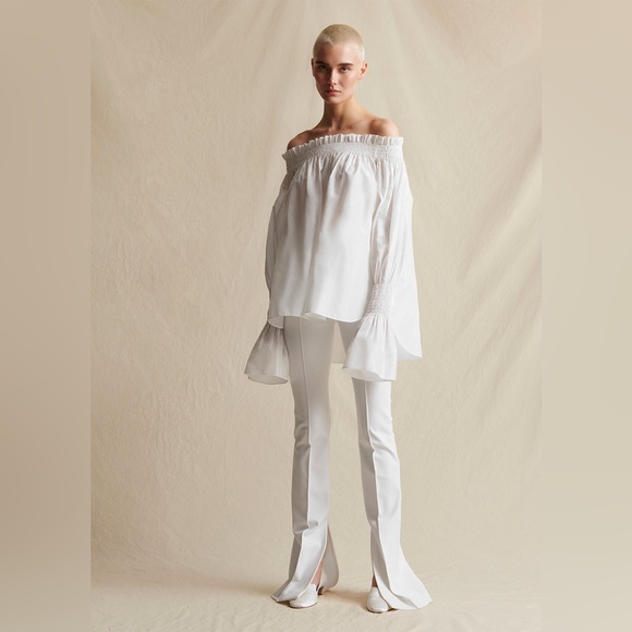 Adam Lippes Eva Flare Pant In Bonded Neoprene - Picture 1 of 8